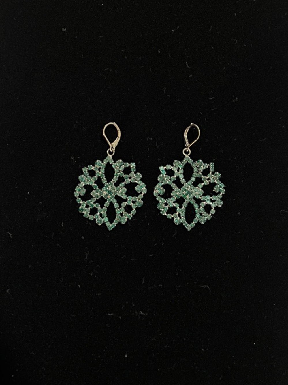 Delicate Mint Green Crystal Filigree Drop Earrings